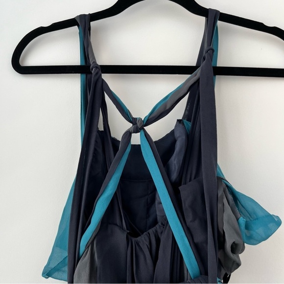 BCBGMAXAZRIA Runway Silk Maxi Gown – Turquoise & Dark Grey – Size XXS - Picture 4 of 11